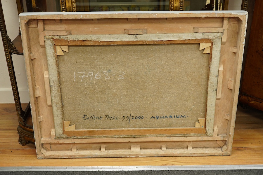 Eugene Press (b.1936), oil on canvas, 'Aquarium', monogrammed, inscribed verso, 49 x 74cm. Condition - good